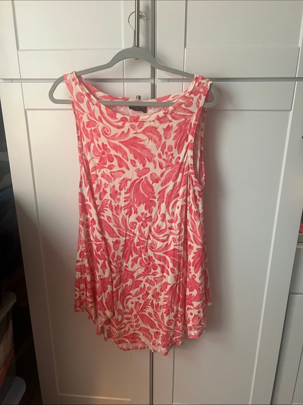 Lane Bryant Coral and Cream Floral Swing Tank
